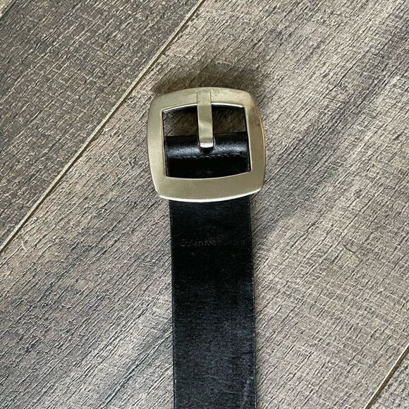 Black Calvin Klein Belt with Silver Buckle. Size Large. - Picture 3 of 9